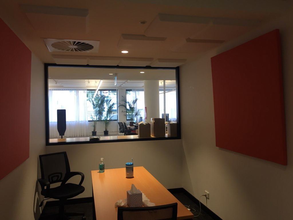 Fabric covered panels in office