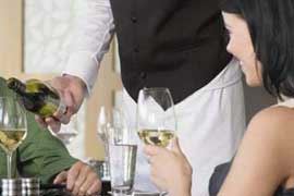 Women drinking wine in restaurant