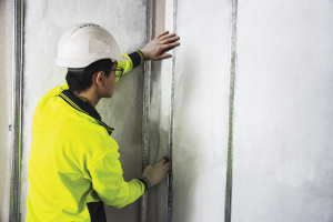 Installer fitting acoustic baffle to improve acoustic and thermal conditions