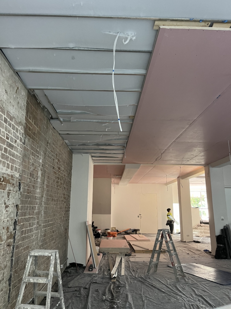 Absorb and barrierboard installed on ceiling